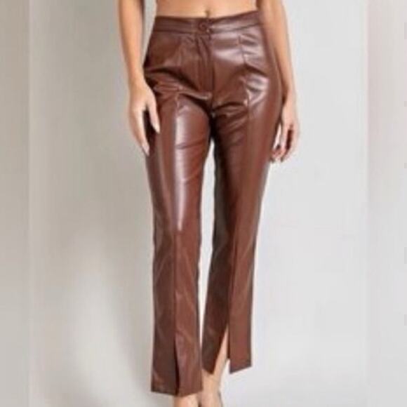 ▶️ Wildfox ◀️ Princess Seams Split Hem Faux Leather Pants  XS - Picture 1 of 10